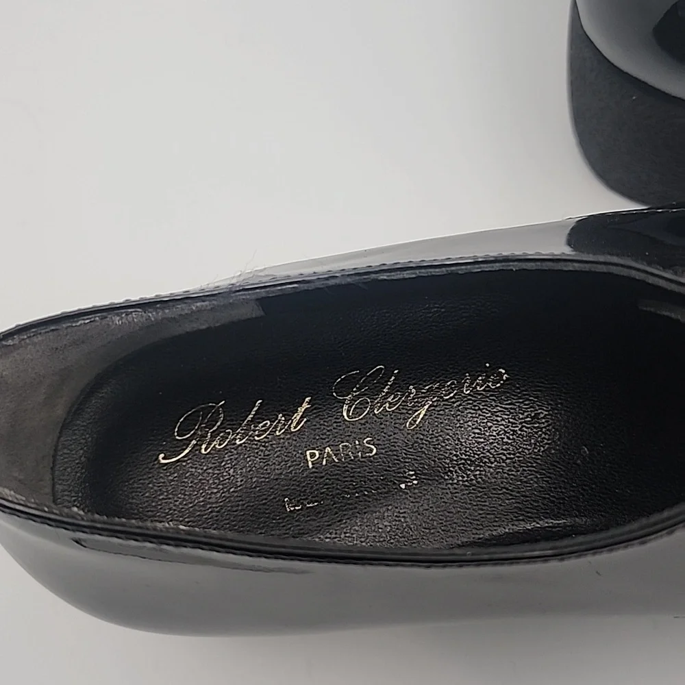 ROBERT CLERGERIE Black Patent Leather Platform Oxfords, size 37